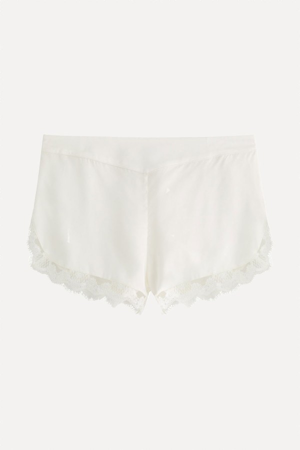 Love Me Lace-Trim Silk-Satin Pyjama Shorts from Simone Pérèle