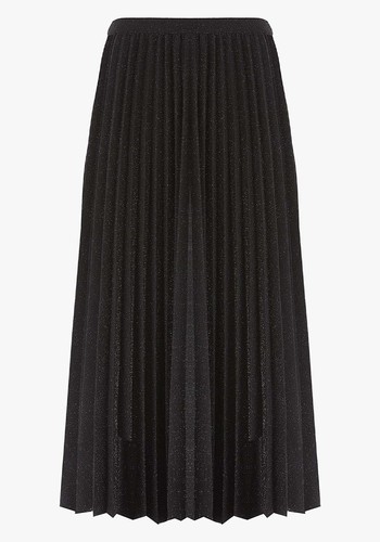 Black Sparkle Pleat Midi Skirt from Mint Velvet