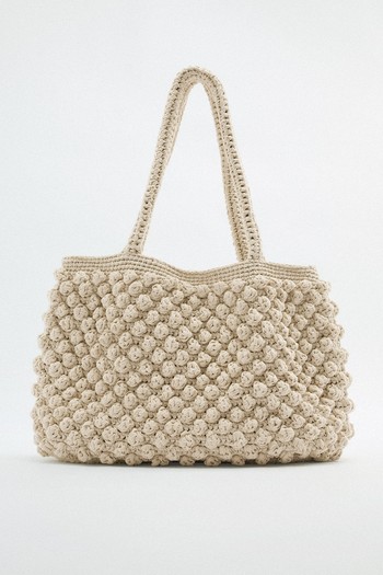 Crochet Tote Bag With Beads