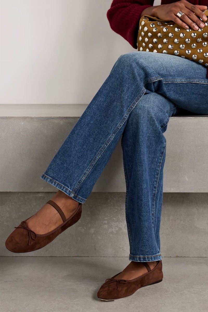 Leonie Bow-Embellished Suede Ballet Flats from LOEFFLER RANDALL