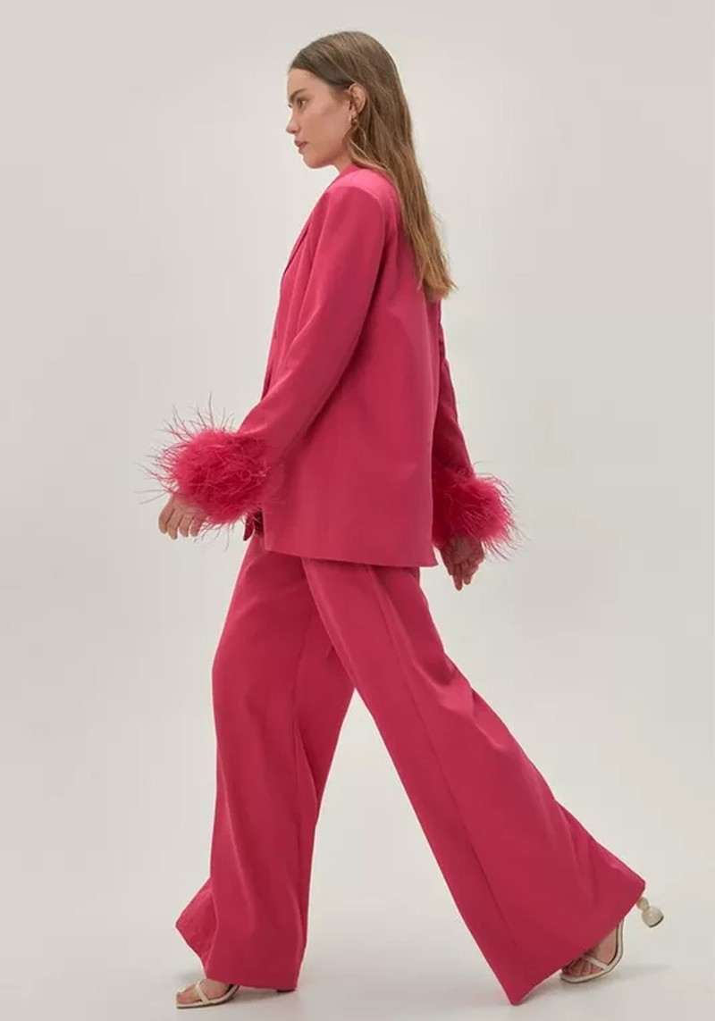 Pleated Wide Leg Belted Suit Trouser