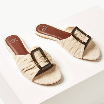 Ruched Buckle Sandals