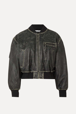 Distressed Leather Bomber Jacket from Acne Studios