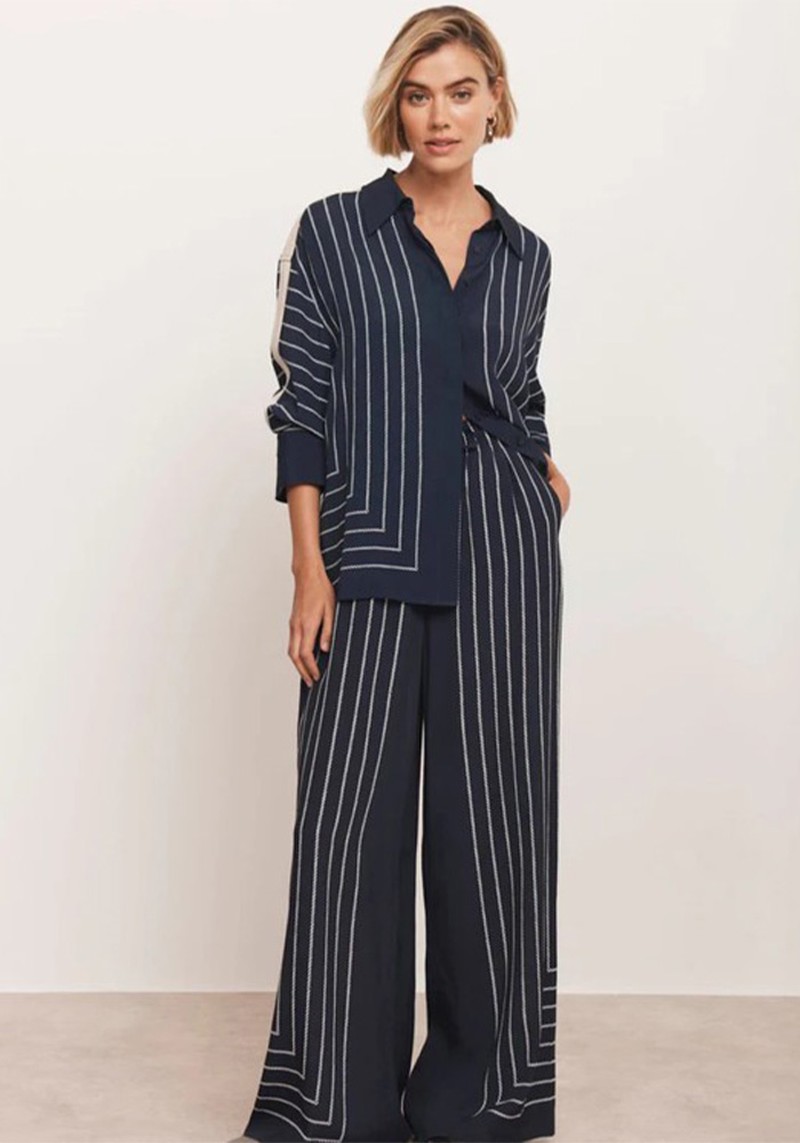 Stripe Wide Leg Trousers 