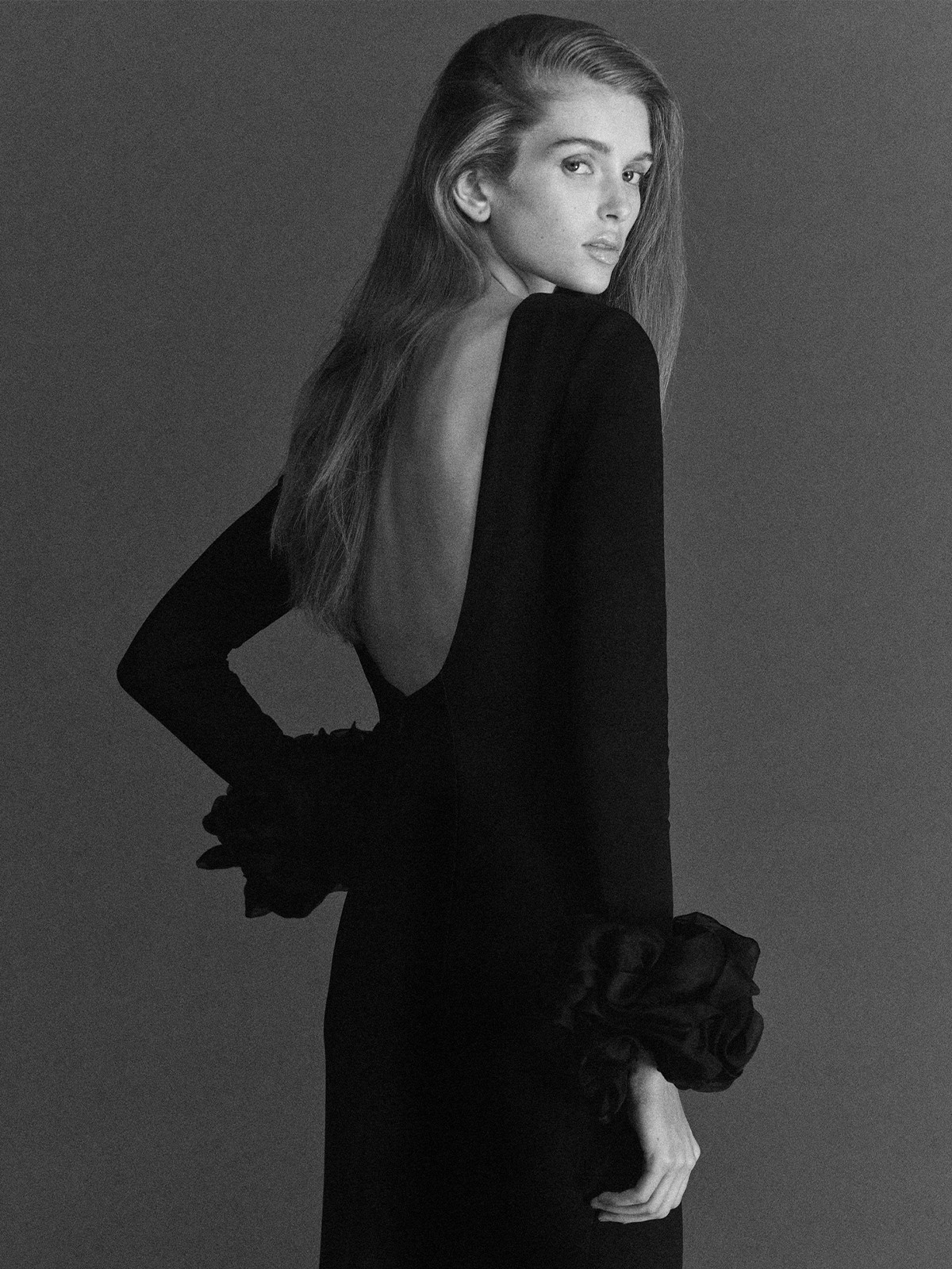 Open-Back Dress With Flower Cuffs