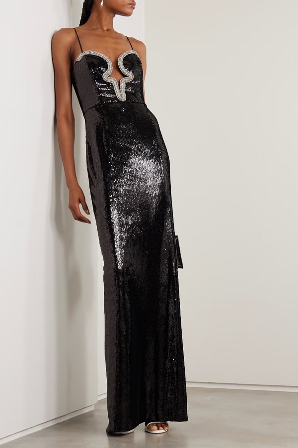 Lyra Cutout Embellished Sequined Stretch-Jersey Gown from Rebecca Vallance