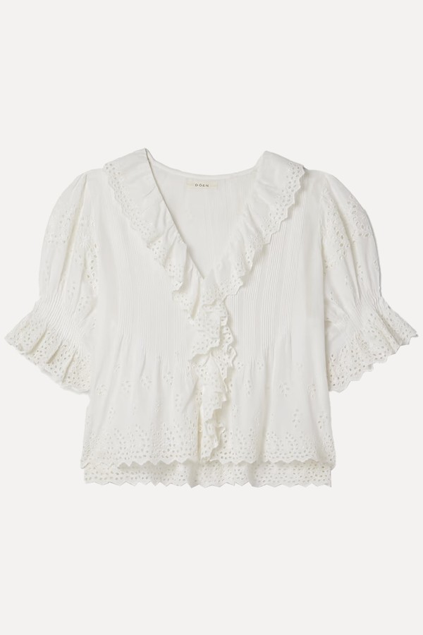 Henri Ruffled Pintucked Top  from Dôen