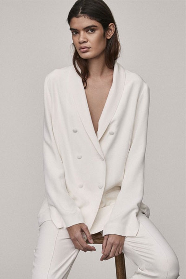 Silk White Blazer from Asceno