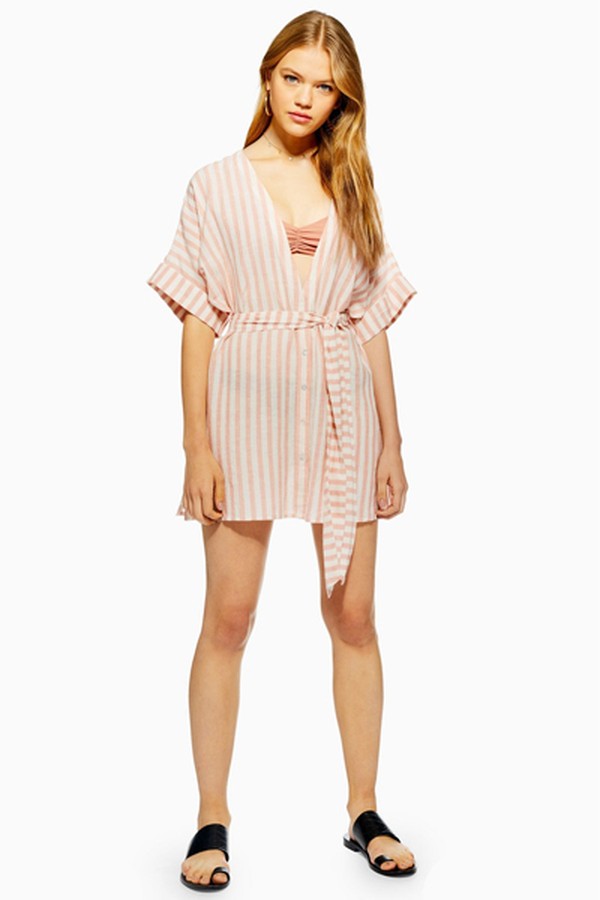 Soft Stripe Belt Dress from Topshop