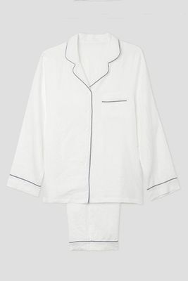 White Linen Pyjama Trouser Set from Piglet