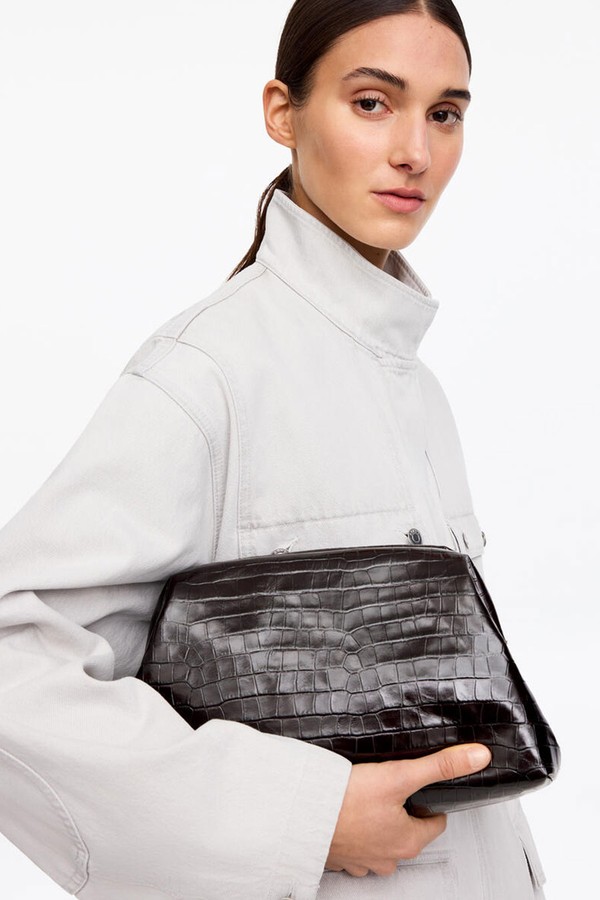 Croco-Embossed Clutch