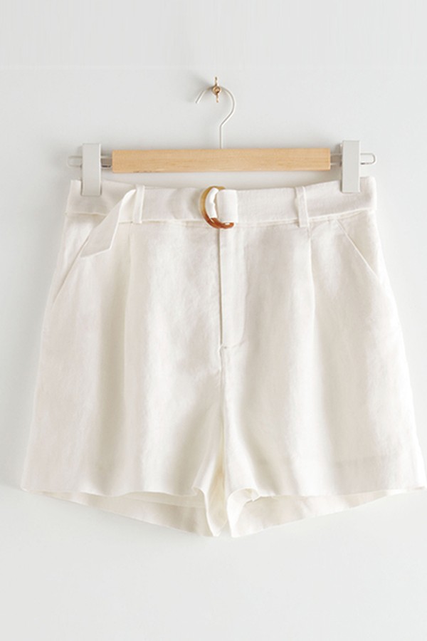 Belted Linen Pleat Shorts from & Other Stories
