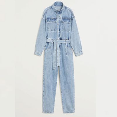 Belt Denim Jumpsuit from Mango