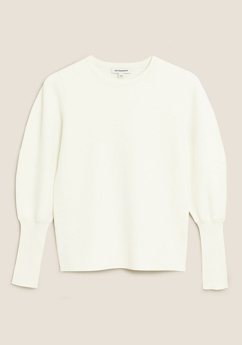 Crew Neck Puff Sleeve Jumper