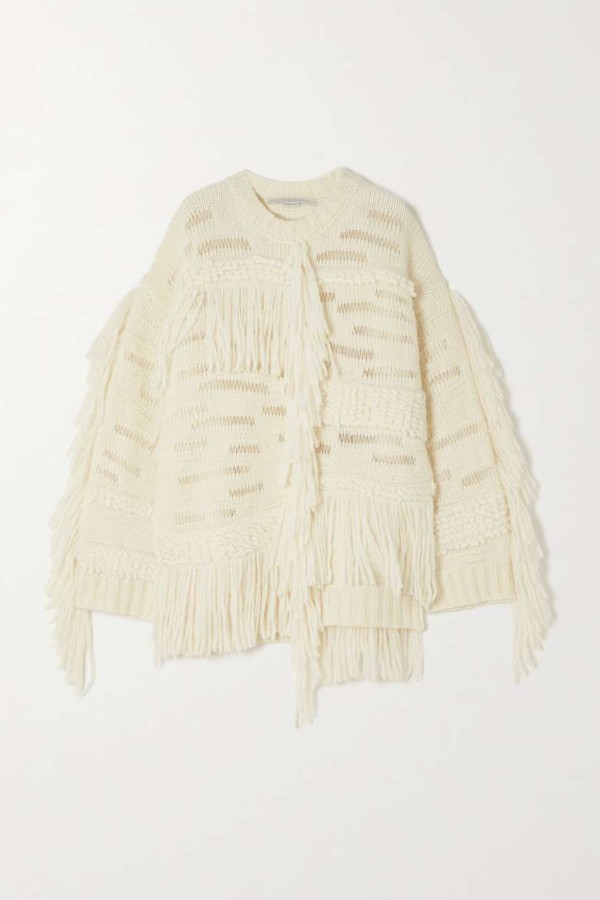 Asymmetric Fringed Alpaca-Blend Sweater from Stella McCartney