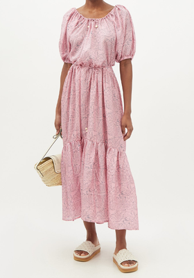 Selene Paisley-Print Silk-Habotai Dress from Hannah Artwear