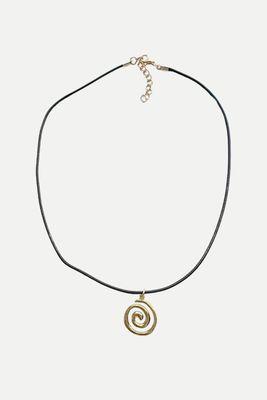 Gold Spiral Pendant Cord Necklace from Shop866