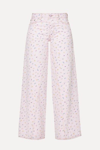 Joezy Floral-Print Wide-Leg Mid-Rise Organic-Denim Jeans from Ganni