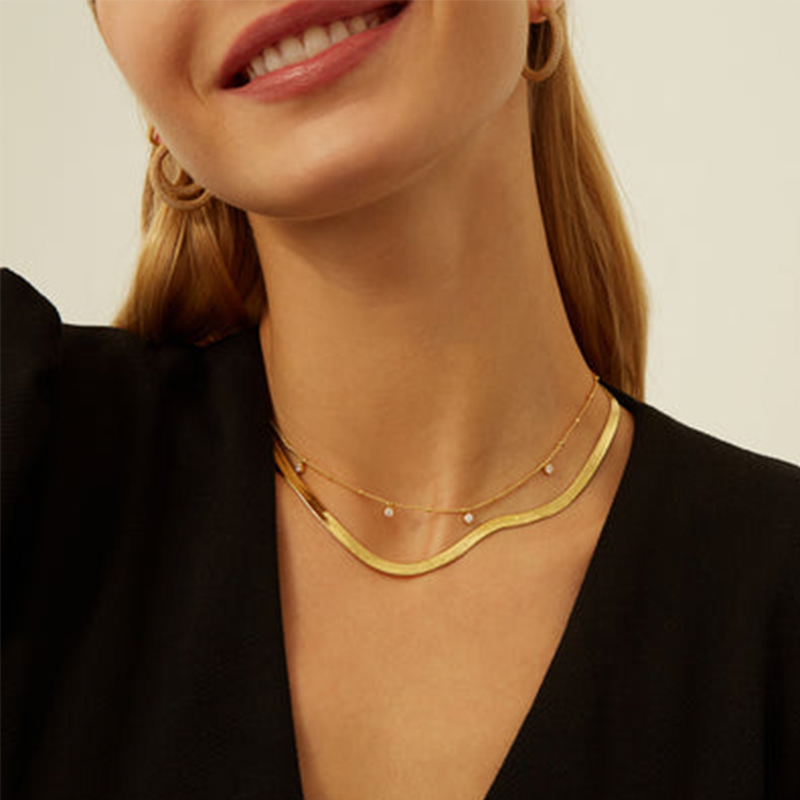 Herringbone Gold Necklace from Aleyole 