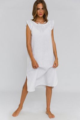 Long Washed Linen Night Dress from Linenshed