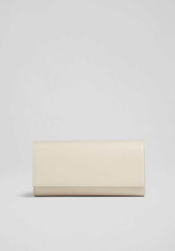 Erin Cream Leather Clutch Bag