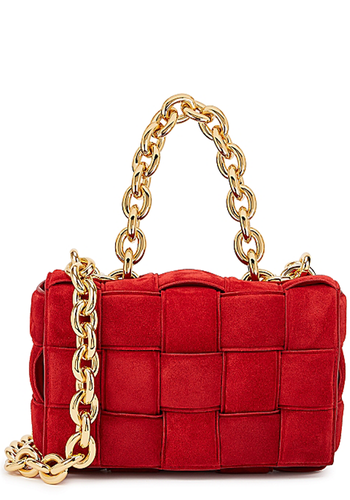 The Chain Cassette Red Suede Cross-Body Bag from Bottega Veneta