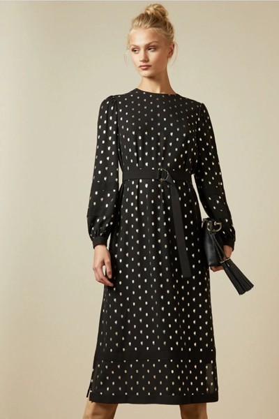 Haylow Long Sleeved Tie-Cuff Midi Dress