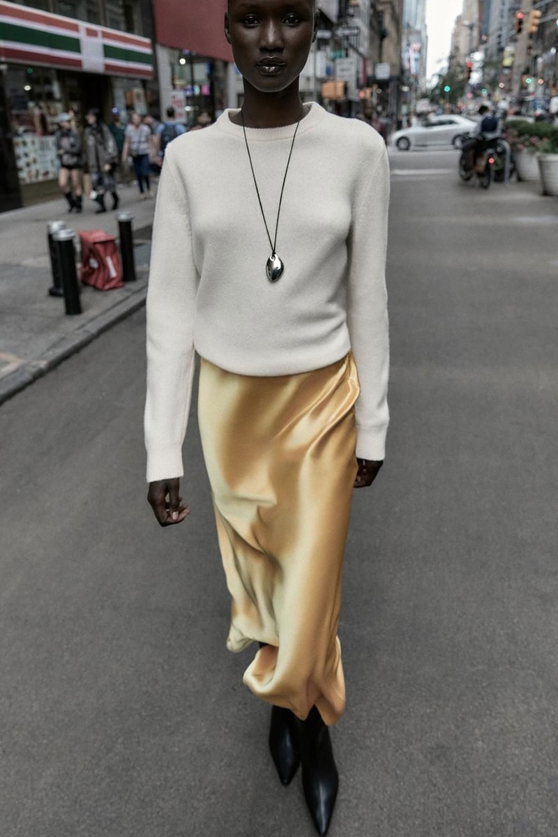 Satin Midi Skirt