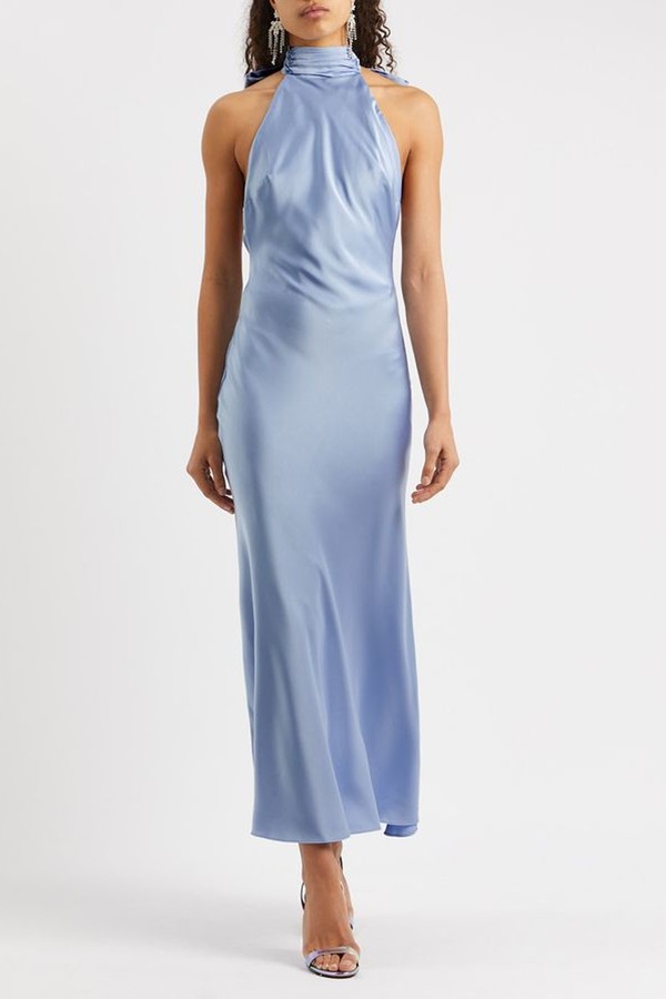 Evianna Bow-Embellished Satin Maxi Dress from Misha