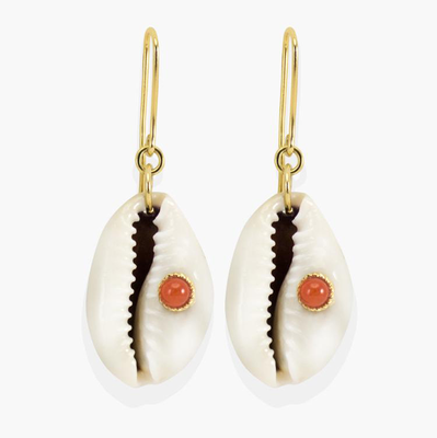 Coral & Cowrie Shell Earrings from Vintouch Italy