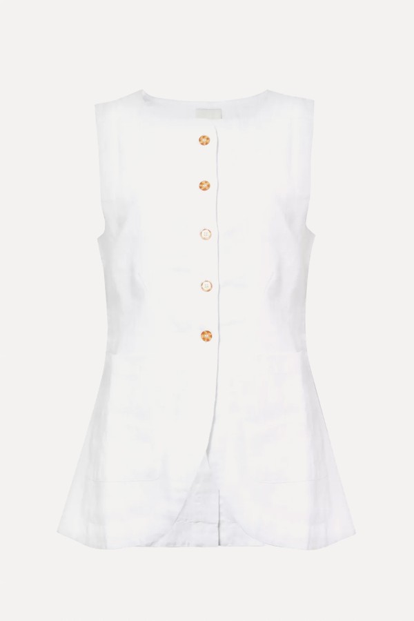 Emma Round Neck Linen Waistcoat from Posse