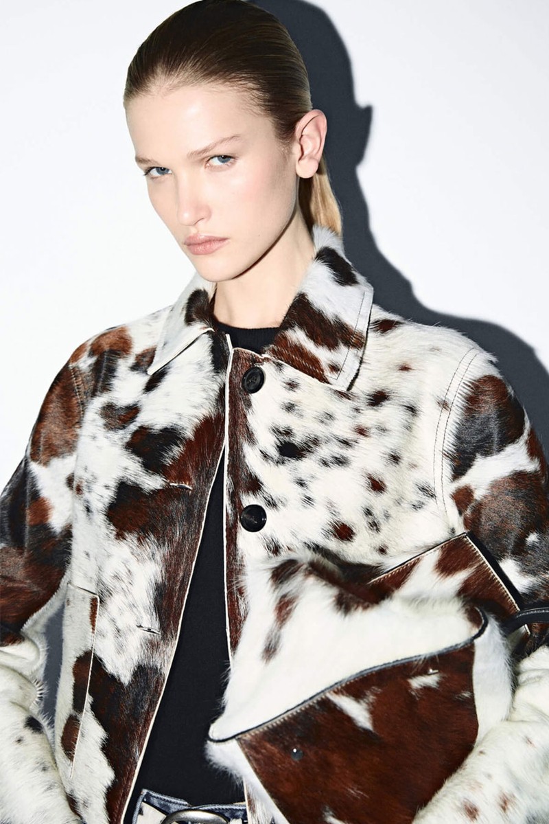 Short Animal Print Hair-On Leather Jacket from Massimo Dutti