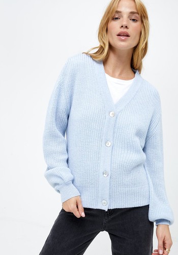 Eva Knitted Merino Wool Blouson Sleeve Cardigan from Omnes