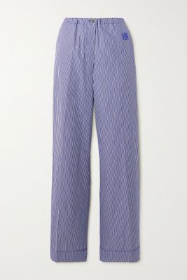 Striped Embroidered Cotton-Poplin Pajama Pants  from LOEWE
