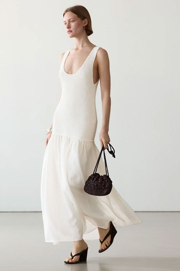Long Matching Linen Blend Dress