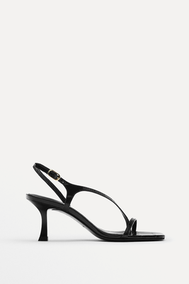 High-Heel Leather Sandals With Criss Cross Strap from Massimo Dutti
