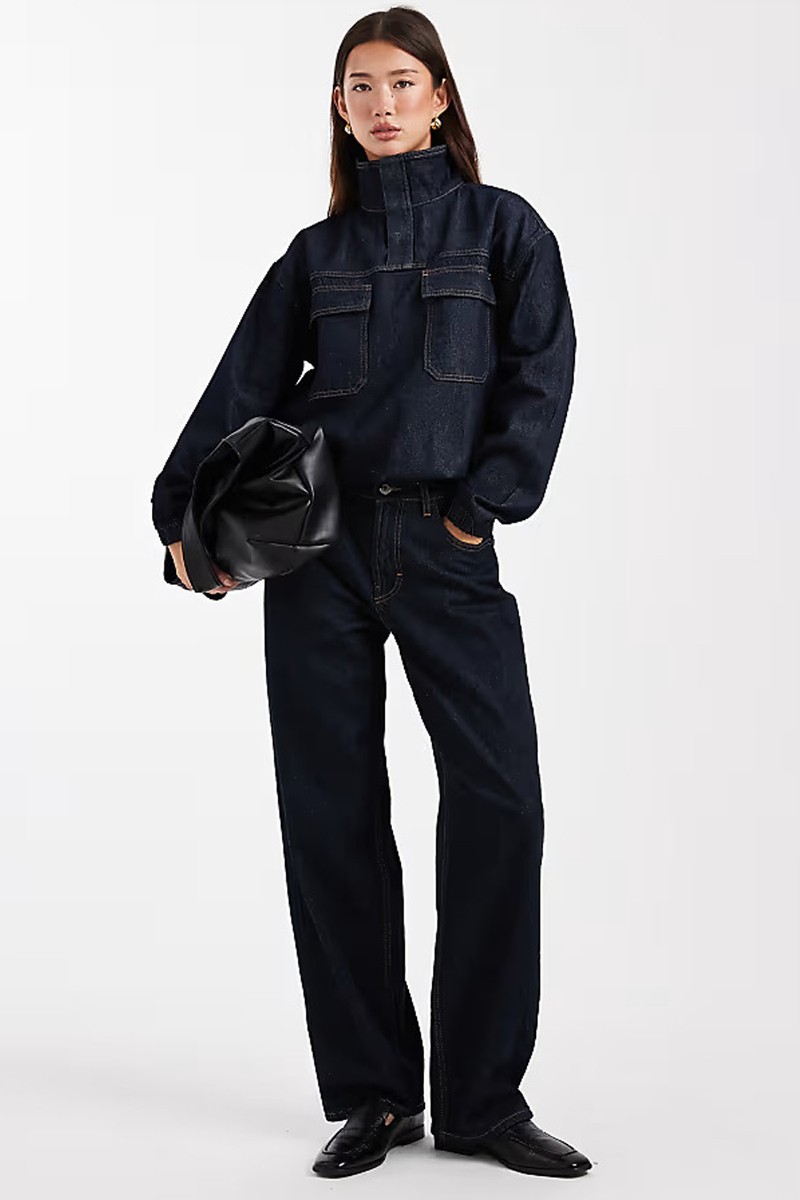 Denim Funnel Neck Shirt from ASOS DESIGN