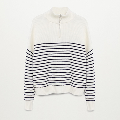 Striped Sweater With Zip from Mango