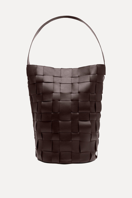 Woven Leather Bucket Bag from St. Agni