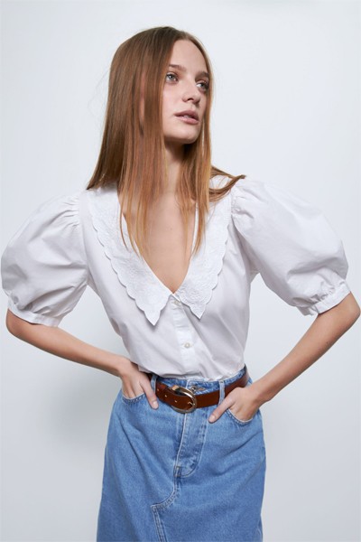 Embroidered Poplin Shirt from Zara