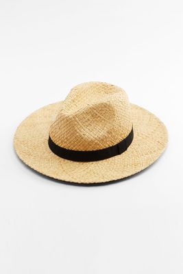Raffia Hat With A Contrast Band. from Zara