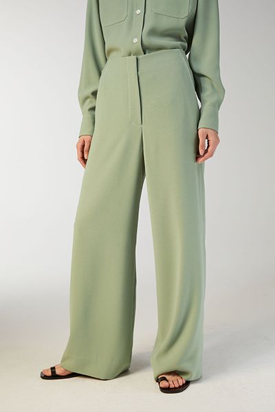 Wide-Leg Crepe Trousers