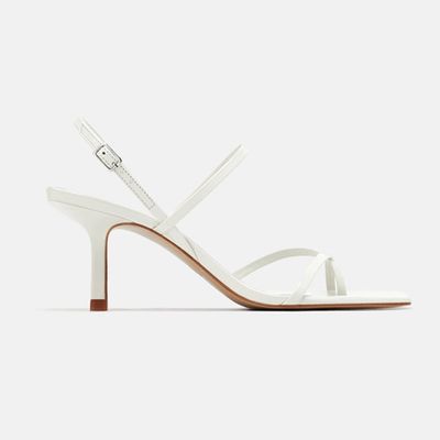 Mid-Heel Strappy Leather Sandals from Zara