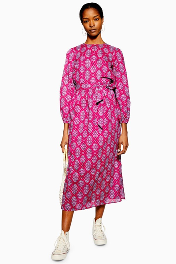 Tile Print Midi Dress