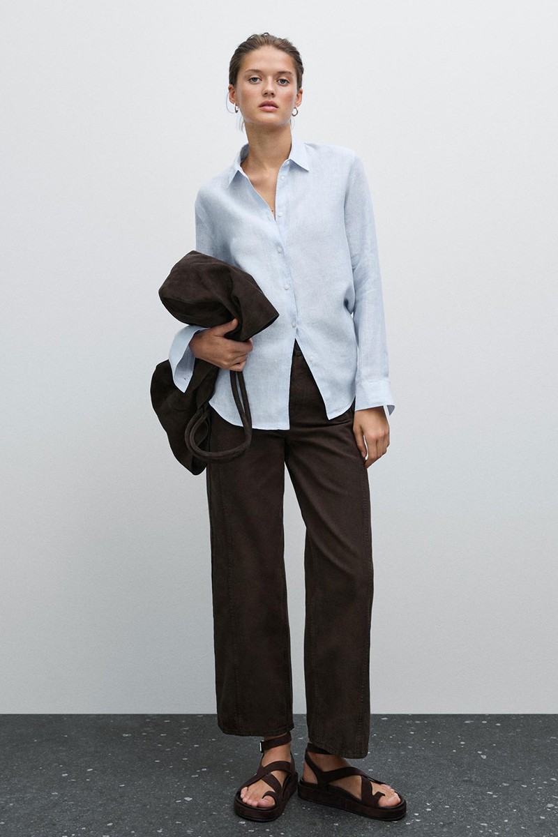 Pinstriped Flowing Linen Shirt from Massimo Dutti
