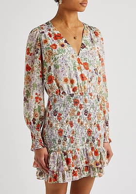 Saera Floral-Print Chiffon Mini Dress from Veronica Beard