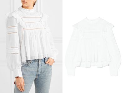 Viviana Lace-Trimmed Ruffled Cotton-Blend Voile Blouse from Isabel Marant Étoile