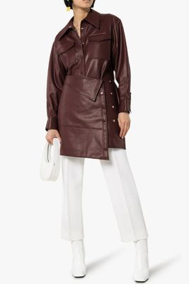 Faux Leather Apron Front Shirt Dress from Low Classic 