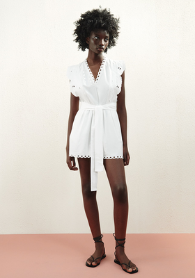 Embroidery Playsuit With Tie Belt  from Zara