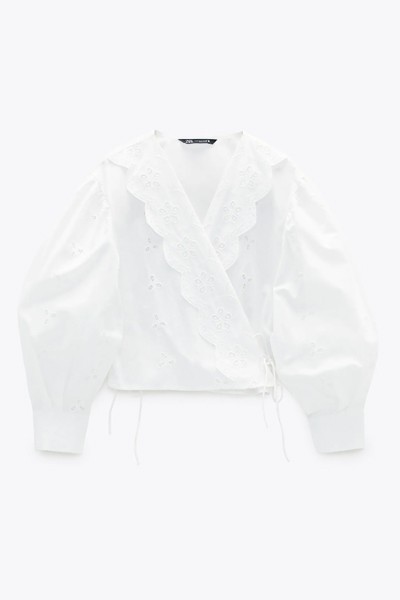 Poplin Shirt With Cutwork Embroidery from Zara